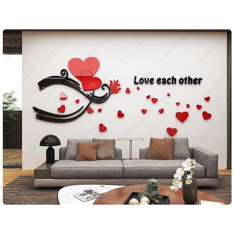 Tranh mica EPeBen dán tường nổi 3d hình chia sẻ yêu thương decor trang trí phòng khách, phòng ngủ