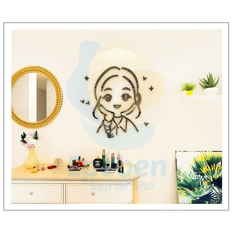 Tranh mica EPeBen dán tường nổi 3d hình tranh cô gái dễ thương decor trang trí, phòng ngủ, phòng cưới