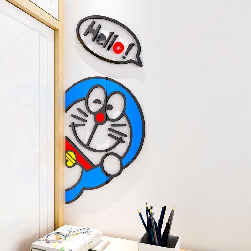 Tranh mica EPeBen dán tường nổi 3d hình Doremon decor trang trí Cửa phòng, phòng cho bé