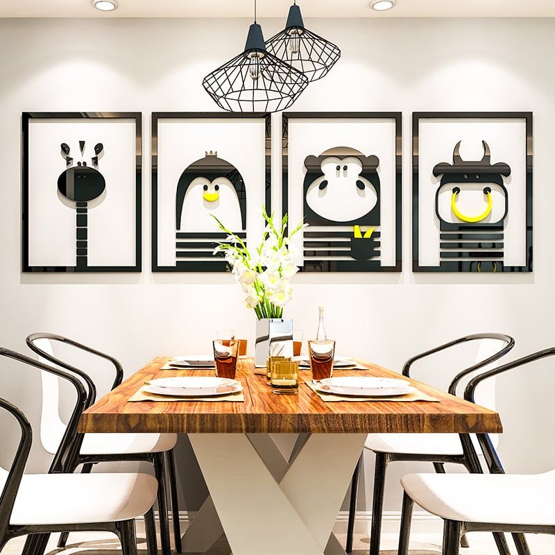 Tranh mica EPeBen dán tường nổi 3d hình khung hoạt hình các con vật dễ thương decor trang trí, phòng cho bé