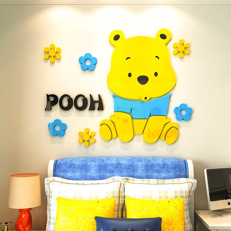 Tranh mica EPeBen dán tường nổi 3d hình hoạt hình gấu pooh Pu dễ thương decor trang trí mầm non, phòng cho bé EPeB