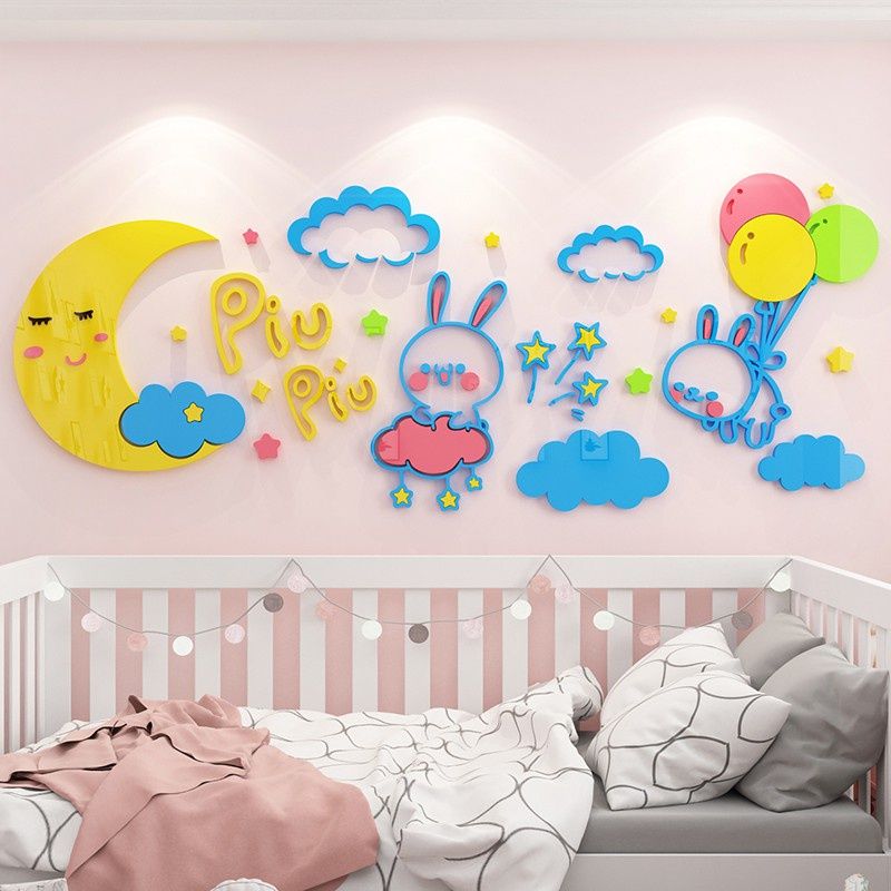 Tranh mica EPeBen dán tường nổi 3d hình piu piu decor trang trí mầm non, phòng cho bé