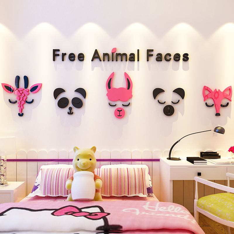 Tranh mica EPeBen dán tường nổi 3d hình hoạt hình mặt thú animal faces phong cách bắc âu trang trí phòng khách, nhà cửa