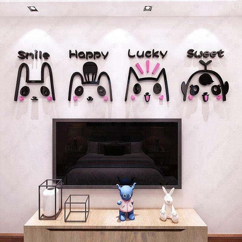Tranh mica EPeBen dán tường nổi 3d hình biểu cảm dễ thương decor trang trí mầm non, phòng cho bé