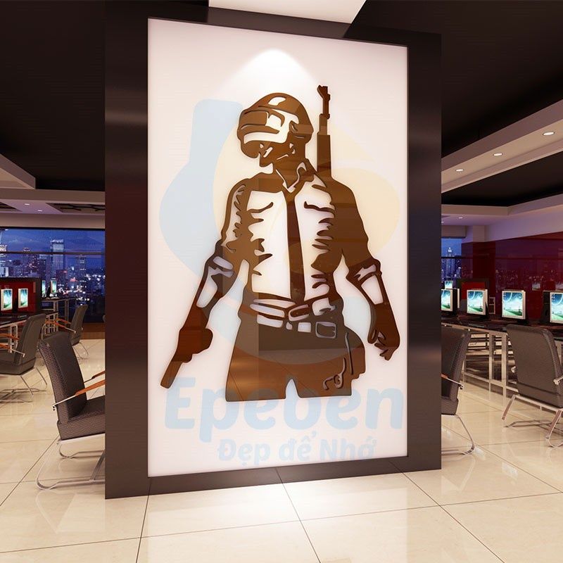 Tranh mica EPeBen dán tường nổi 3d hình pubg winner dinner chicken dinner decor trang trí quán game, net