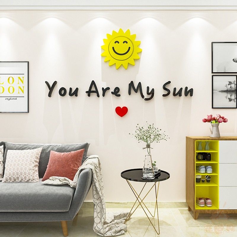Tranh Mica 3d Dán Tường You Are My Sun, I'm Ok Trang Trí Quán Trà Sữa, Cafe, Trà Chanh