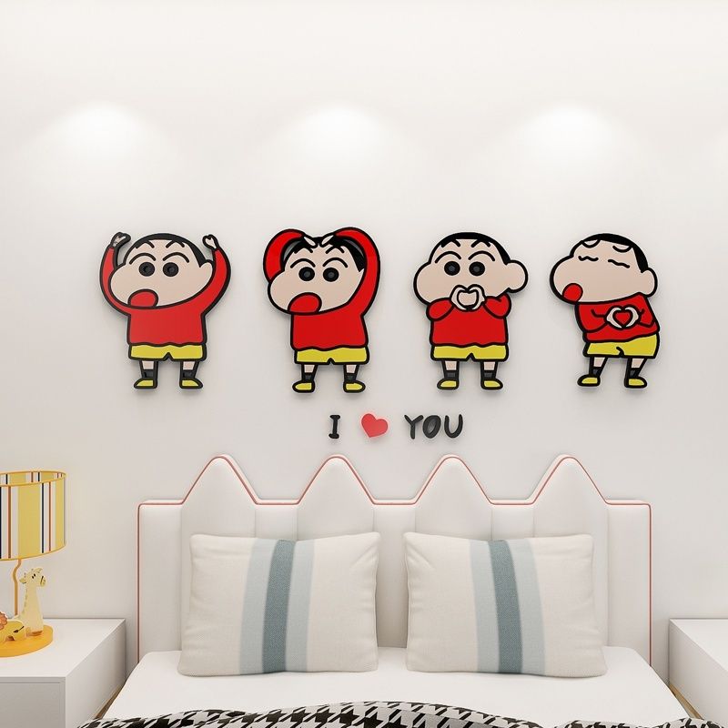 Tranh Mica 3d Dán Tường Gia Đình Nhà Shin Cậu Bé Bút Chì Trang Trí Mầm Non, Mẫu Giáo