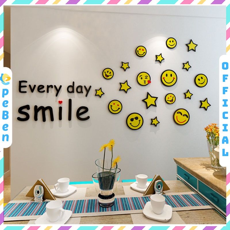 Tranh mica EPeBen dán tường nổi 3d hình smile icon sticker cười vui decor trang trí phòng khách, phòng ngủ,