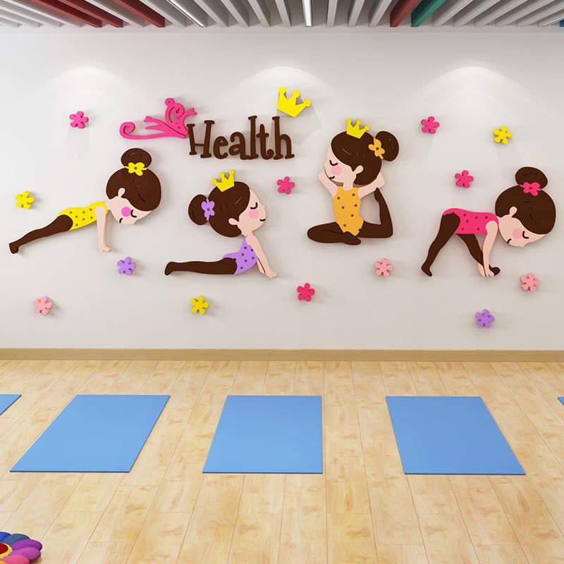 Tranh mica EPeBen dán tường nổi 3d hình các tư thế yoga decor trang trí phòng tập thể dục, yoga, phòng học