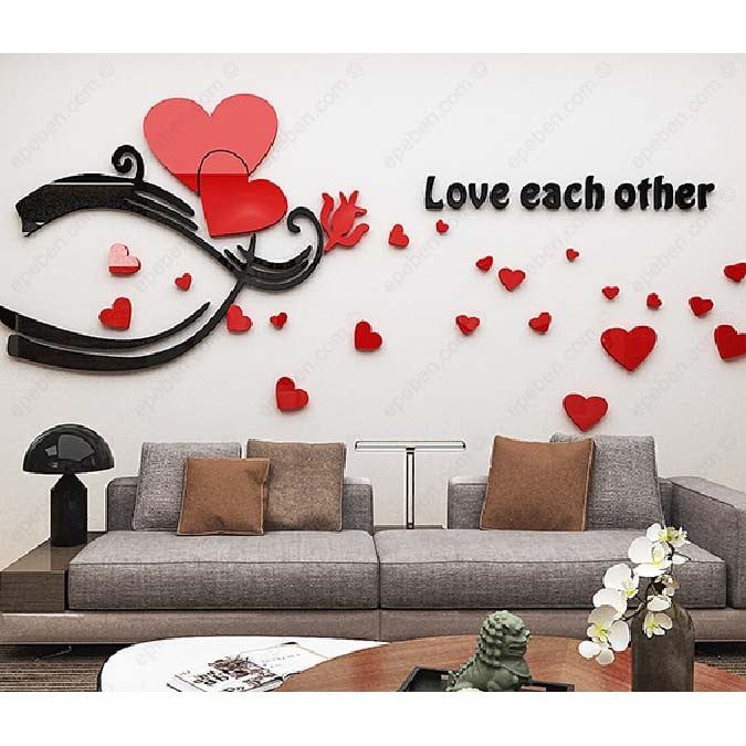Tranh mica EPeBen dán tường nổi 3d hình chia sẻ yêu thương decor trang trí phòng khách, phòng ngủ