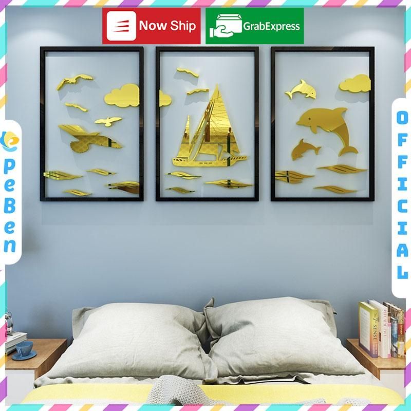 Tranh mica EPeBen dán tường nổi 3d hình Khung cảnh biển diệu kì decor trang trí phòng khách, cửa hàng