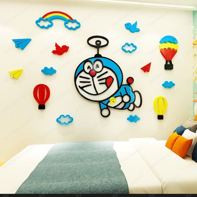 Tranh mica EPeBen dán tường nổi 3d hình chong chóng Doremon Doraemon decor trang trí mầm non, phòng cho bé