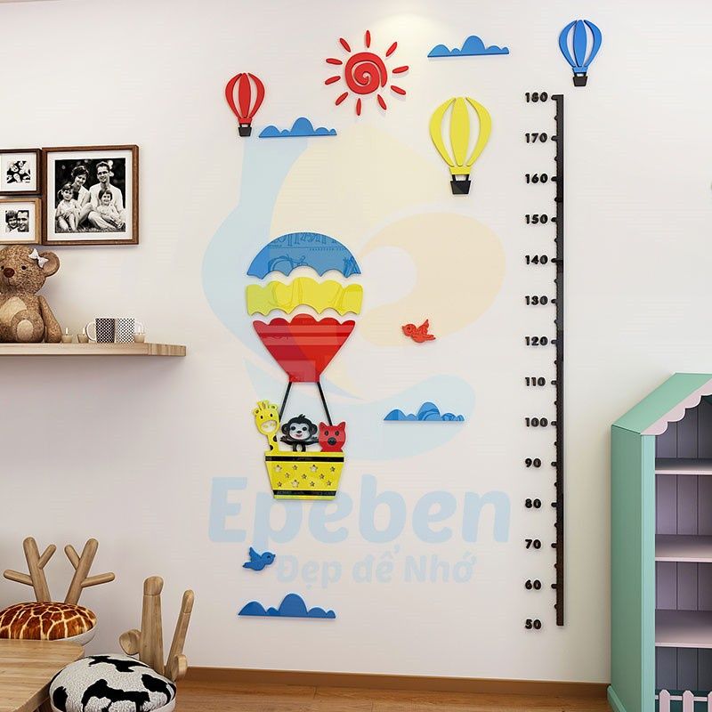 Tranh mica EPeBen dán tường nổi 3d hình Thước trong lòng đại dương đo chiều cao cho bé decor trang trí phòng cho bé