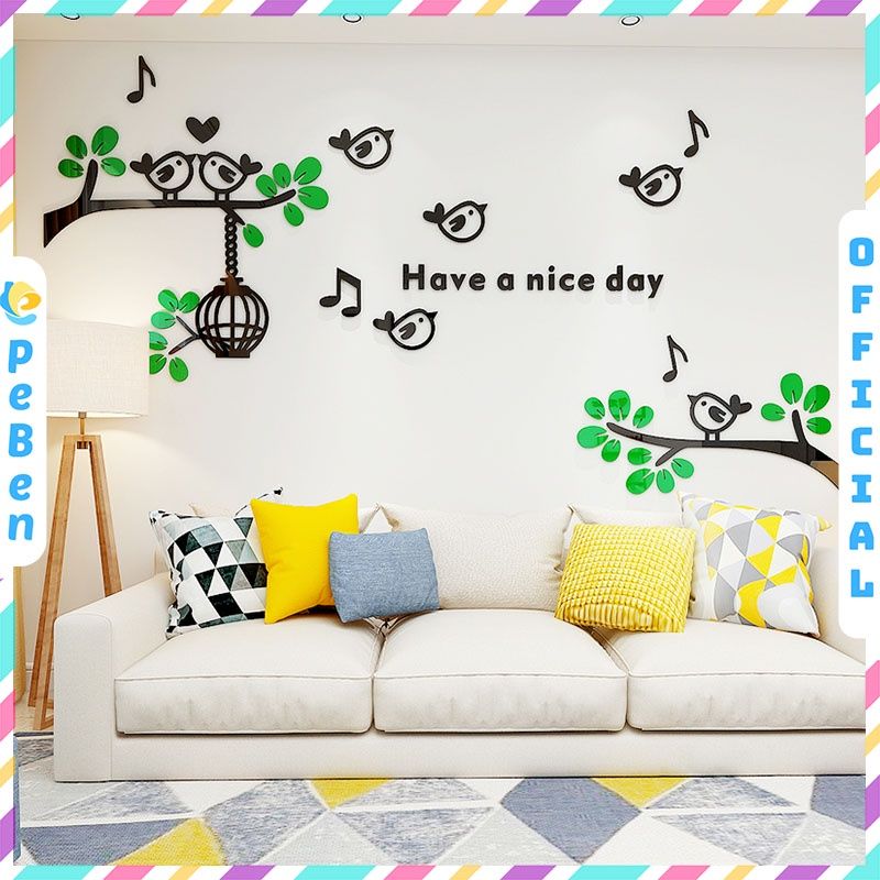 Tranh mica EPeBen dán tường nổi 3d hình ngày mới tốt lành decor trang trí phòng khách, phòng ngủ