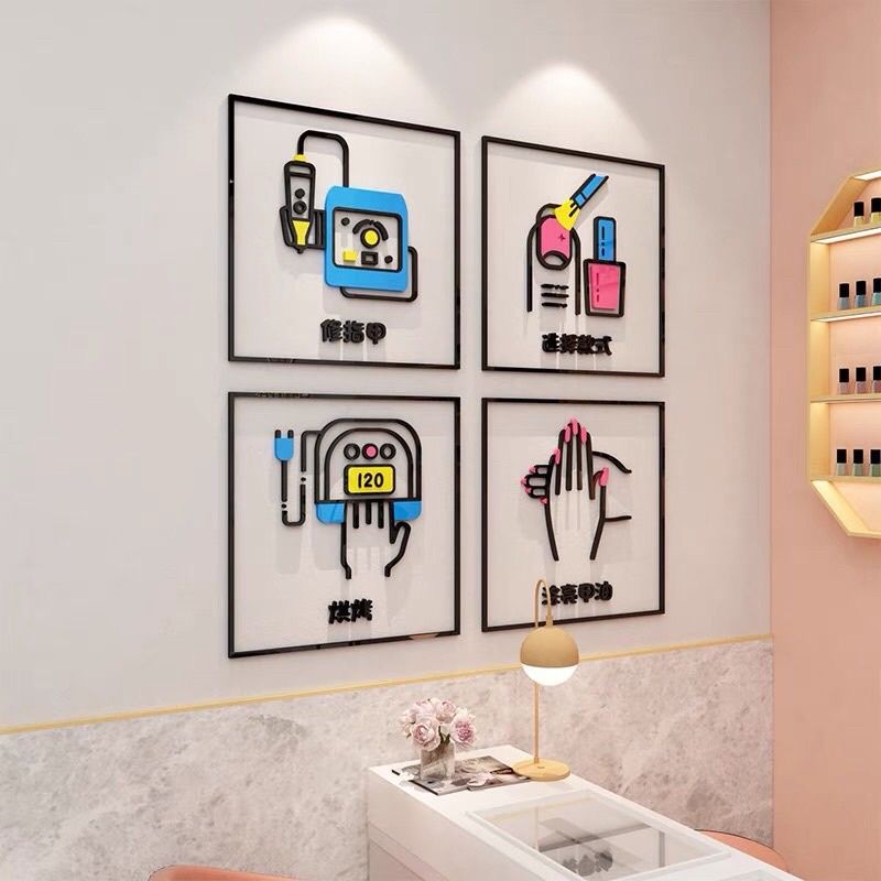 Tranh mica 3d dán tường các mẫu tranh trang trí tiệm nail, làm móng, spa làm đẹp
