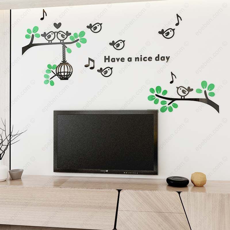 Tranh mica EPeBen dán tường nổi 3d hình ngày mới tốt lành decor trang trí phòng khách, phòng ngủ