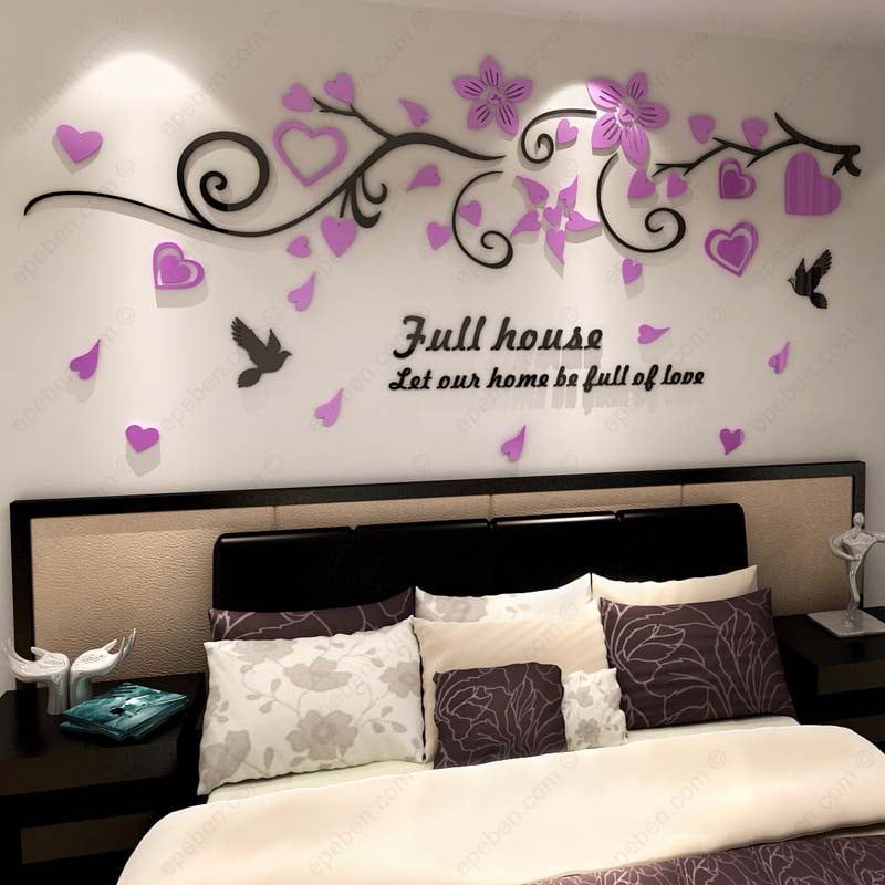 Tranh mica EPeBen dán tường nổi 3d hình ngôi nhà tràn đầy yêu thương decor trang trí phòng ngủ, phòng cưới