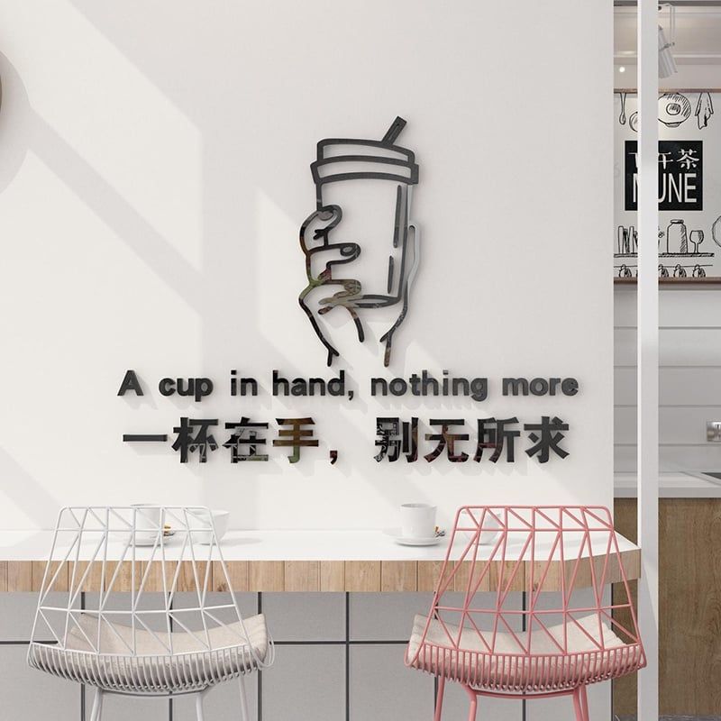 Tranh mica 3d dán tường các mẫu tranh cô gái, gấu cute trang trí quán trà sữa, trà chanh