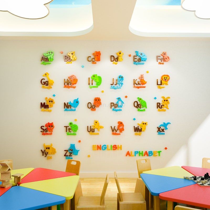 Tranh mica EPeBen dán tường nổi 3d hình bảng chữ cái tiếng anh decor trang trí mầm non, phòng cho bé
