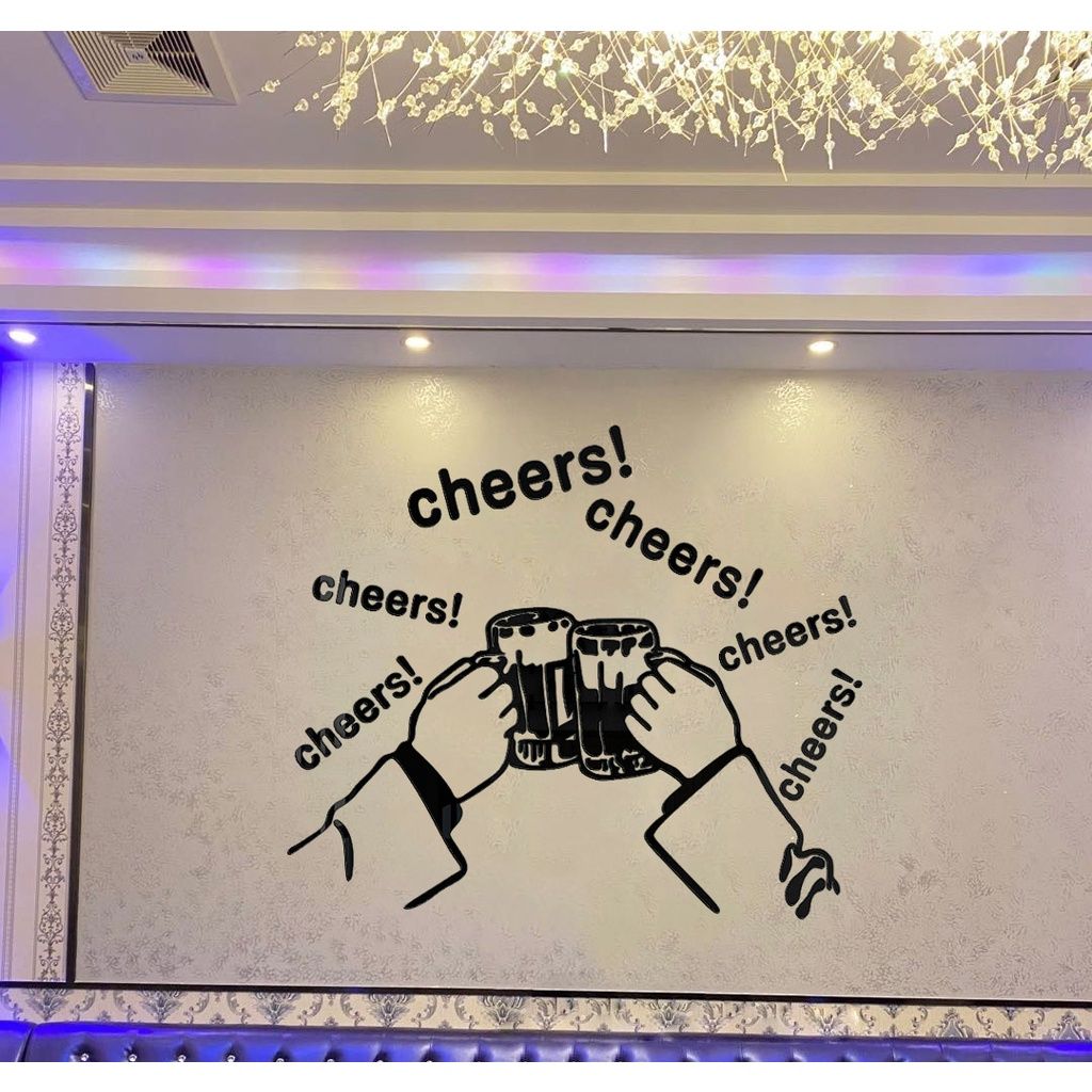 Tranh mica EPeBen dán tường nổi 3d hình Nâng cốc cùng chill decor trang trí quán ăn, cửa hàng, quán nhậu