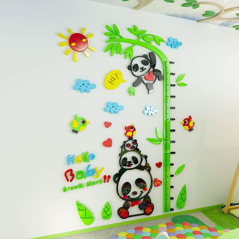 Tranh mica EPeBen dán tường nổi 3d hình dưới đại dương Thước đo chiều cao cho bé trang trí lớp học, mầm non, mẫu giáo