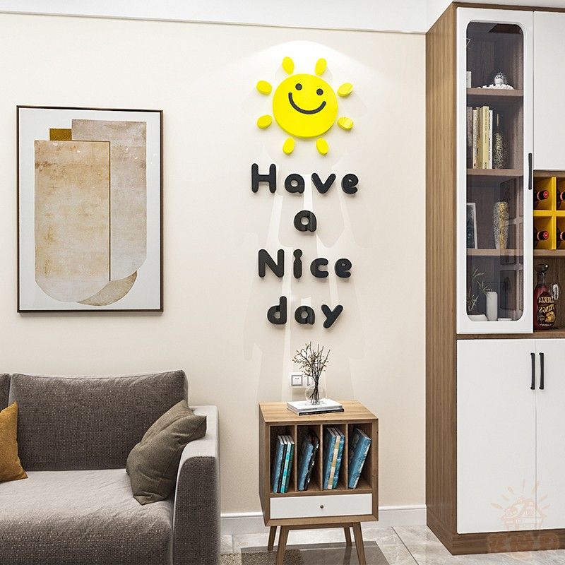 Tranh Mica 3d Dán Tường You Are My Sun, I'm Ok Trang Trí Quán Trà Sữa, Cafe, Trà Chanh
