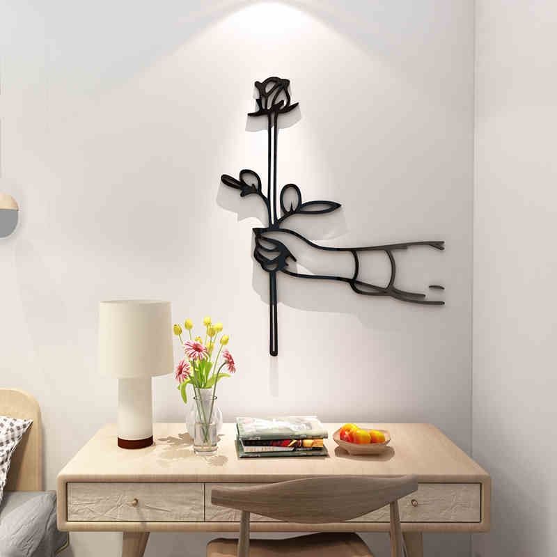 Tranh mica EPeBen dán tường nổi 3d hình welcome coffee, bông hồng decor trang trí quán cafe, trà sữa, quán ăn, nhà hàng