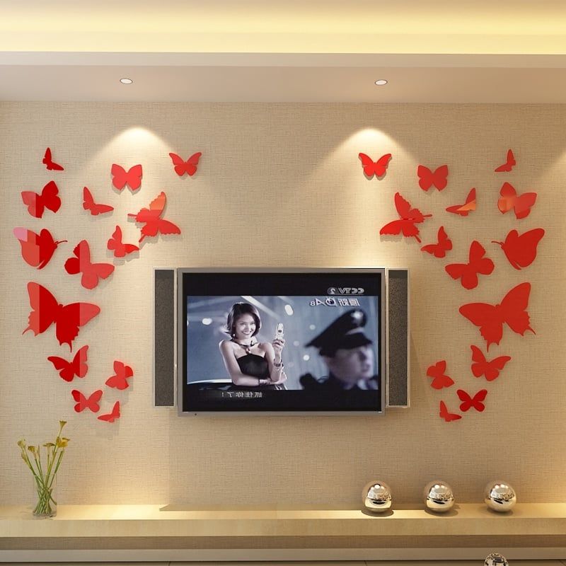 Tranh mica EPeBen dán tường nổi 3d hình Đàn bướm xuân decor trang trí phòng khách, cửa hàng, phòng ngủ