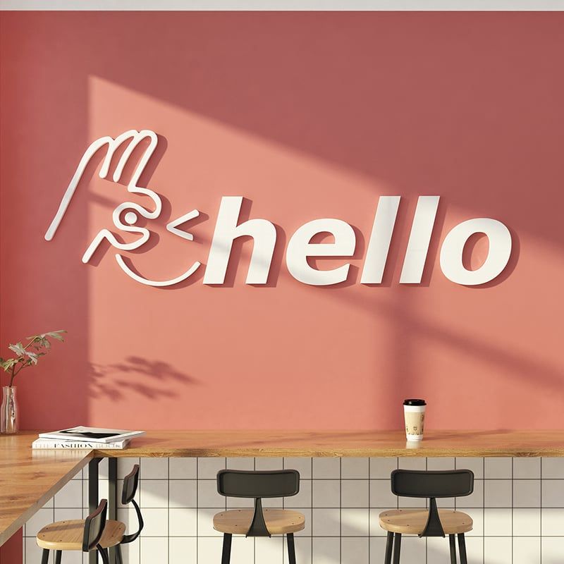 Tranh Mica 3d Dán Tường Chữ Hello Welcome Doremon Trang Trí Cửa Kính, Cửa Hàng, Quán Trà Sữa, Salon, Nail