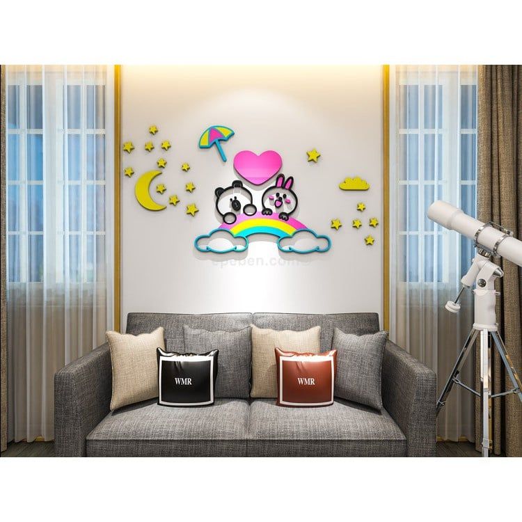 Tranh mica EPeBen dán tường nổi 3d hình bên nhau mãi mãi decor trang trí mầm non, phòng cho bé