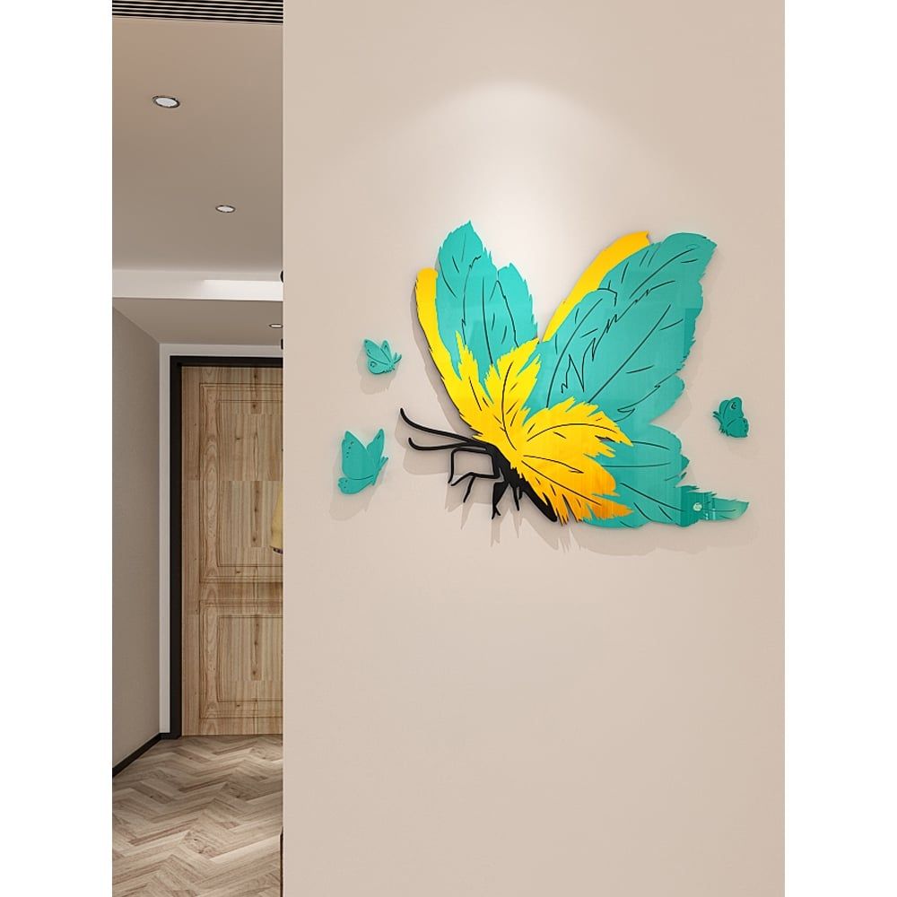 Tranh mica 3d dán tường mẫu tranh con bướm, trang trí phòng khách, phòng bếp