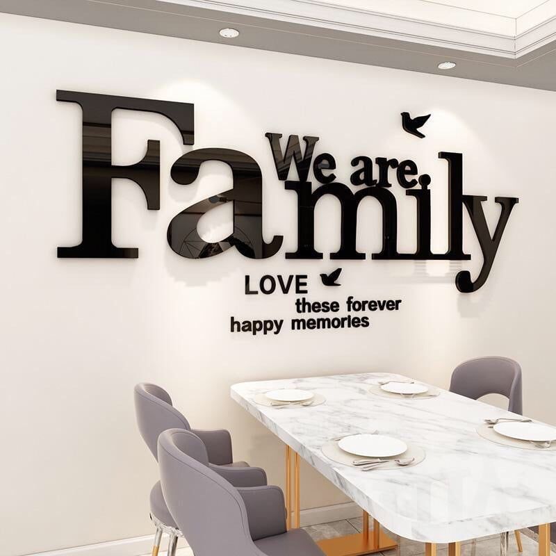 Tranh mica 3d dán tường các mẫu tranh sweet home, we are family trang trí phòng ngủ, phòng khách
