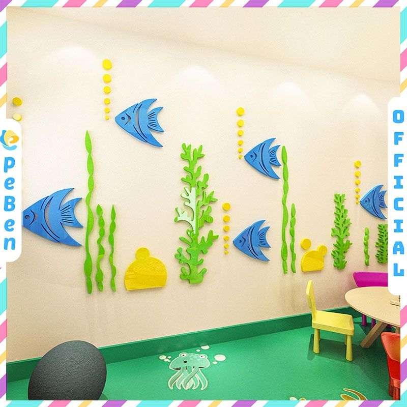 Tranh mica EPeBen dán tường nổi 3d hình dưới đáy đại dương decor trang trí mầm non, phòng cho bé