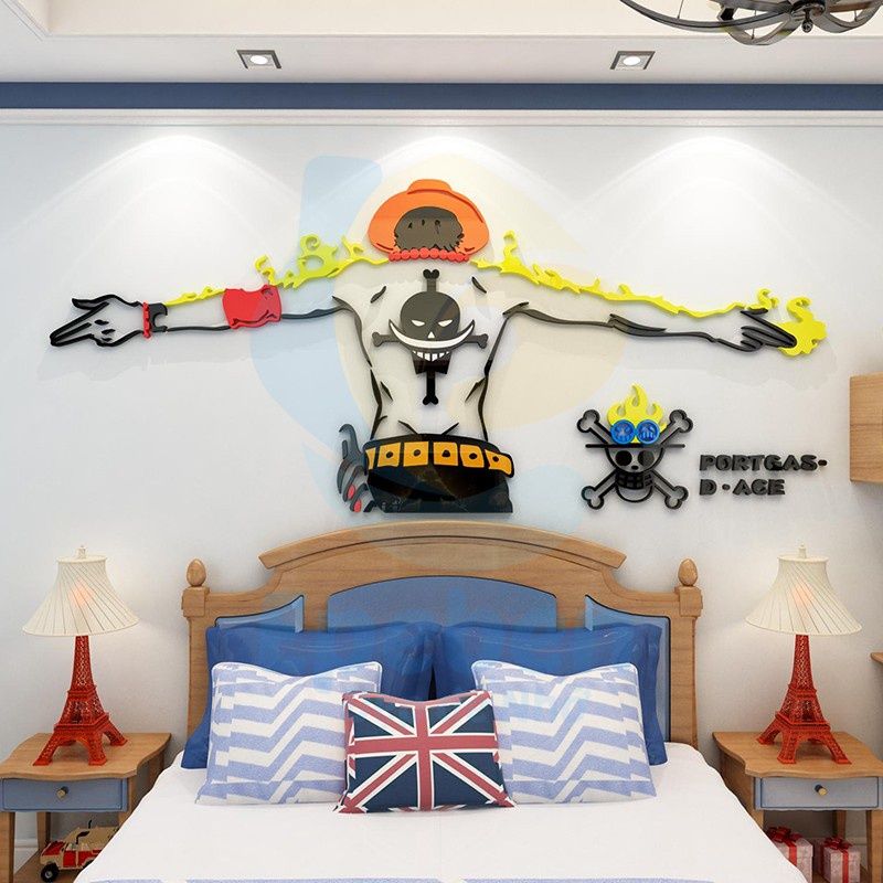 Tranh mica EPeBen dán tường nổi 3d hình truyện tranh one piece ace decor trang trí quán game phòng game thủ