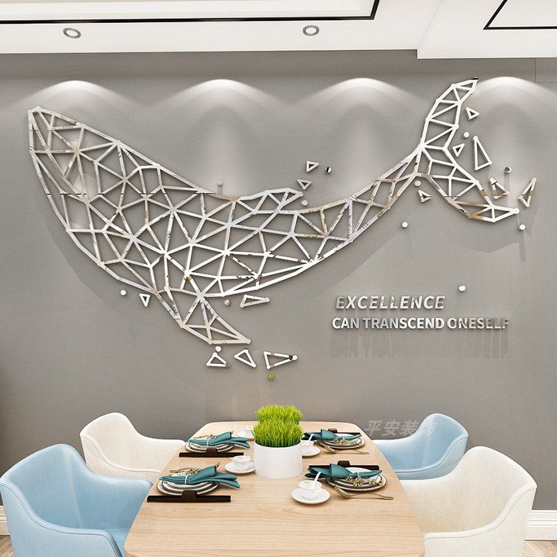 Tranh mica EPeBen dán tường nổi 3d hình con vật nghệ thuật hình khối polygon hươu ngựa chim cá Trang trí phòng khách