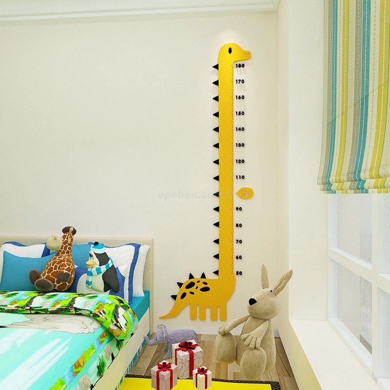 Tranh mica EPeBen dán tường nổi 3d hình Khủng Long Cổ Dài Thước đo chiều cao cho bé decor trang trí lớp học, mầm non