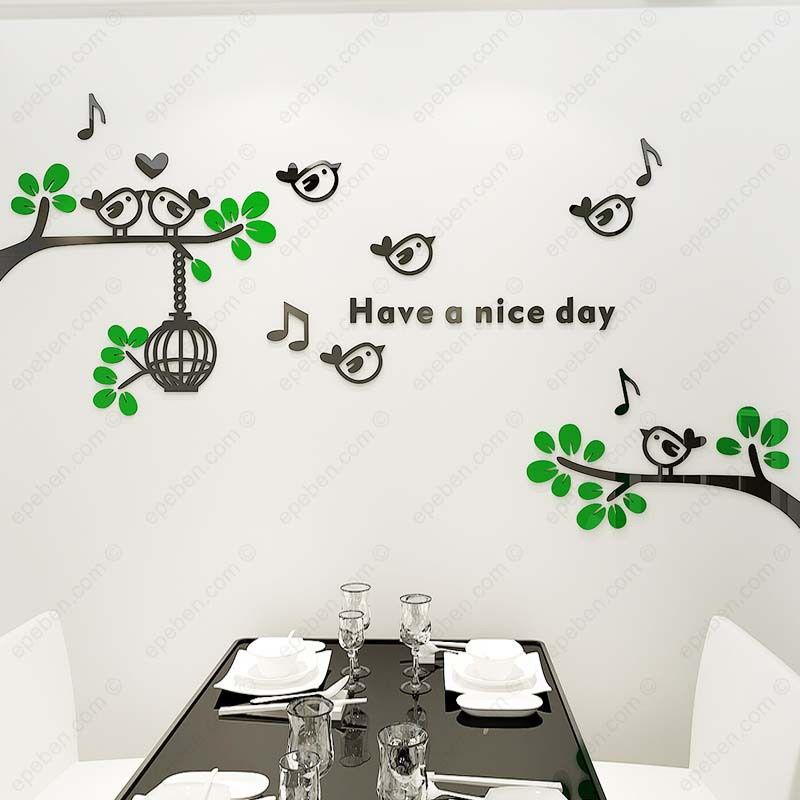 Tranh mica EPeBen dán tường nổi 3d hình ngày mới tốt lành decor trang trí phòng khách, phòng ngủ