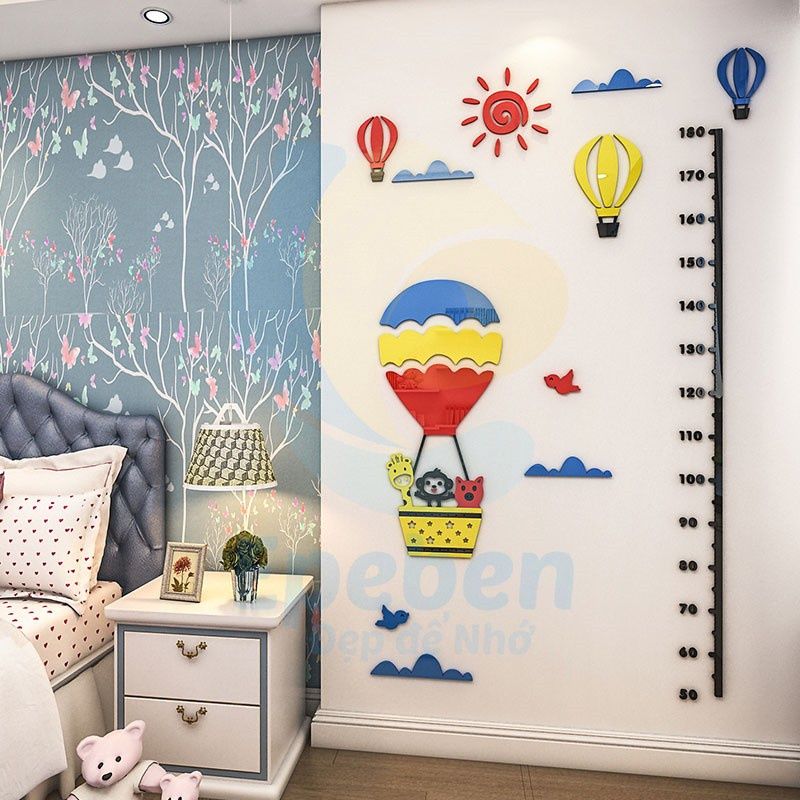 Tranh mica EPeBen dán tường nổi 3d hình Thước trong lòng đại dương đo chiều cao cho bé decor trang trí phòng cho bé