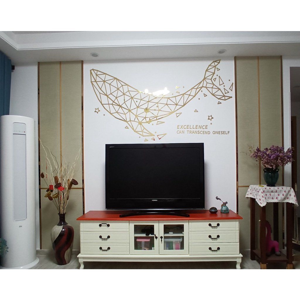 Tranh mica EPeBen dán tường nổi 3d hình con vật nghệ thuật hình khối polygon hươu ngựa chim cá Trang trí phòng khách