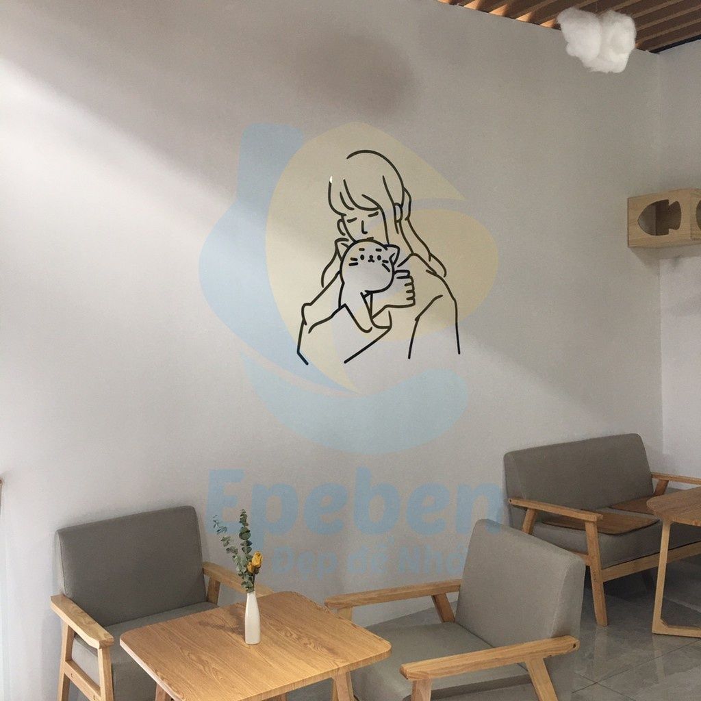 Tranh mica EPeBen dán tường nổi 3d hình tranh cô gái dễ thương decor trang trí, phòng ngủ, phòng cưới