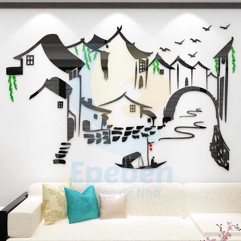 Tranh mica EPeBen dán tường nổi 3d hình tranh mặc thủy decor trang trí quán ăn, nhà hàng, quán nhậu