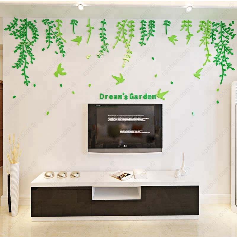 Tranh mica EPeBen dán tường nổi 3d hình khu vườn trong mơ decor trang trí phòng khách, phòng ngủ