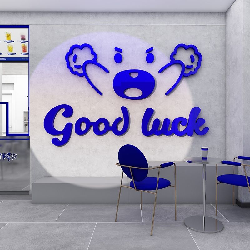Tranh Mica 3d Dán Tường Chữ Smile Good Luck Sunny day Trang Trí Cửa Kính, Cửa Hàng, Quán Trà Sữa, Salon, Nail