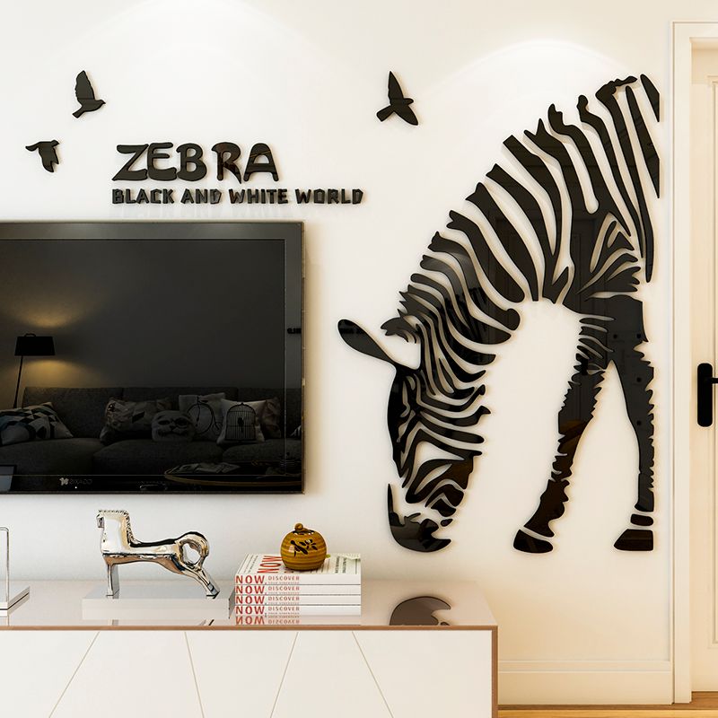 Tranh mica EPeBen dán tường nổi 3d hình chú ngựa vằn Zebra phong cách bắc âu hiện đại trang trí phòng khách, nhà cửa