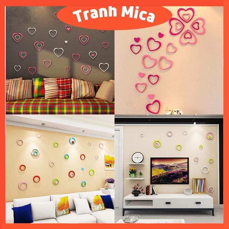 Tranh mica EPeBen dán tường nổi 3d hình hình tròn, trái tim, decor trang trí tường nhà, phòng khách, cửa hàng, quán café