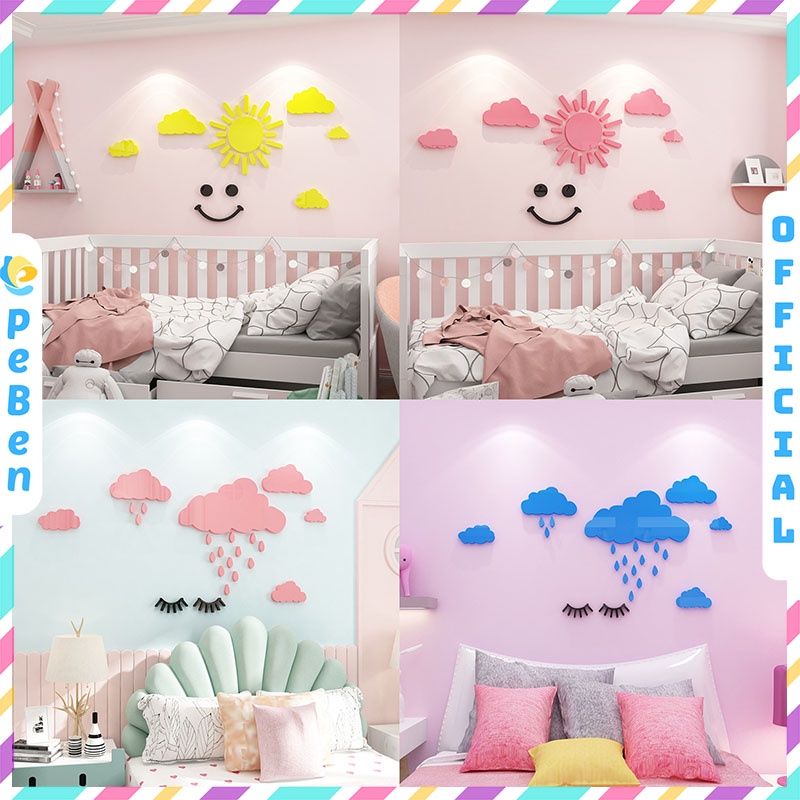 Tranh mica EPeBen dán tường nổi 3d hình dán tường đám mây dễ thương decor trang trí lớp học, mầm non, mẫu giáo