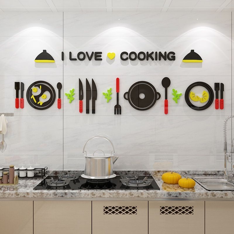 Tranh mica EPeBen dán tường nổi 3d hình dụng cụ bếp decor trang trí phòng bếp nhà ăn cooking nhà hàng