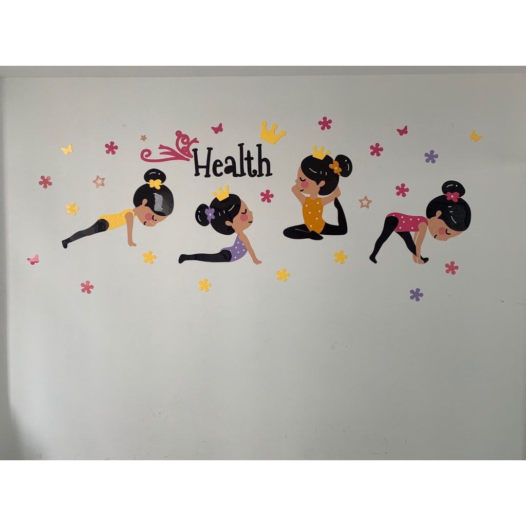 Tranh mica EPeBen dán tường nổi 3d hình các tư thế yoga decor trang trí phòng tập thể dục, yoga, phòng học