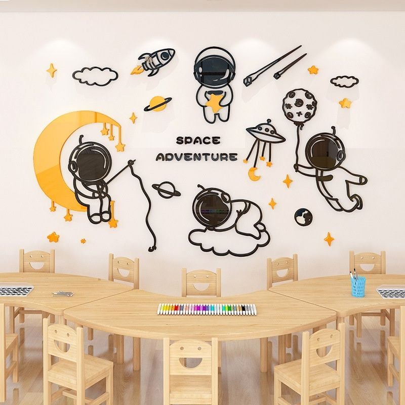 Tranh mica EPeBen dán tường nổi 3d hình ban nhạc của các con vật, decor trang trí phòng cho bé, mầm non, mẫu giáo