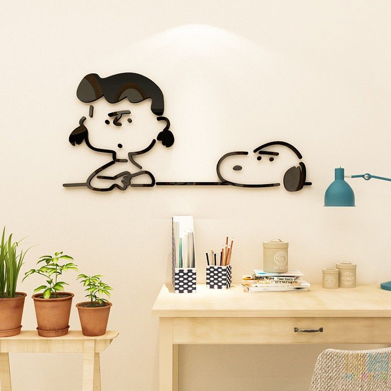 Tranh mica EPeBen dán tường nổi 3d hình Thước snoopy & friend decor trang trí phòng cho bé, Trường mầm non, cửa hàng